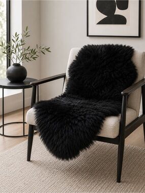 Australian & New Zealand Sheepskin Rug Black Genuine Natural Shearling As New